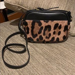 NWT J.Crew Calf Hair & Leather Crossbody CameraBag